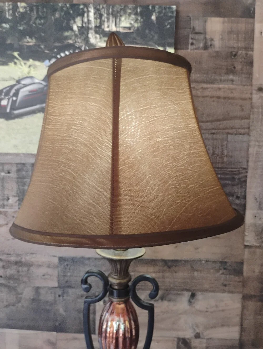 Elegant Table Lamp with Bell Shade and Mercury Glass Accent